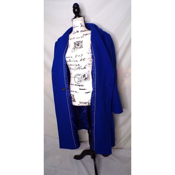 🆕KATE SPADE Double Breasted Wool Blend Coat Blue X-Large 14 - Picture 9 of 13